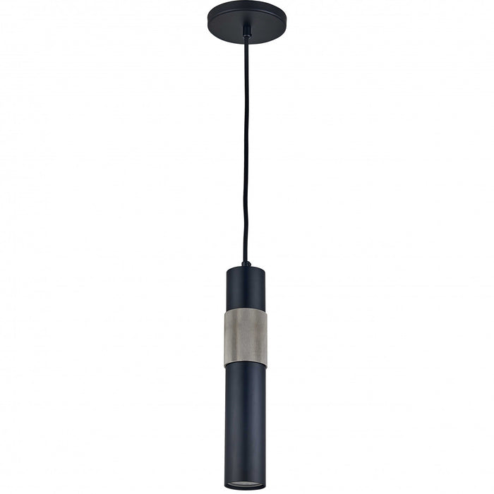 Dainolite Passwell 1 Light Pendant Matte Black/Satin Chrome Lamp