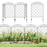 Outsunny 11.4' Garden Fence, Steel Fence Panels, Pack of 4, Black