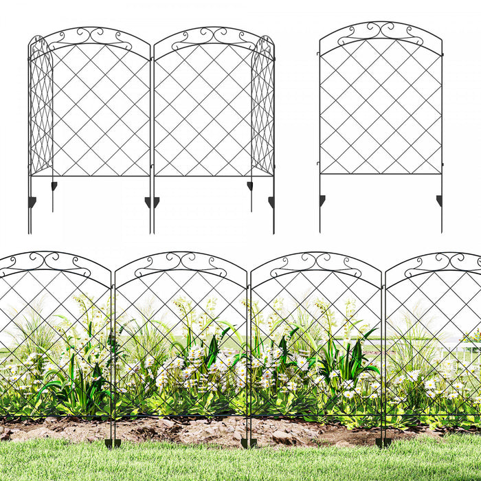 Outsunny 11.4' Garden Fence, Steel Fence Panels, Pack of 4, Black