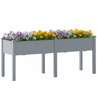 Outsunny 2-Tier Wooden Raised Garden Bed with Legs, 23.6