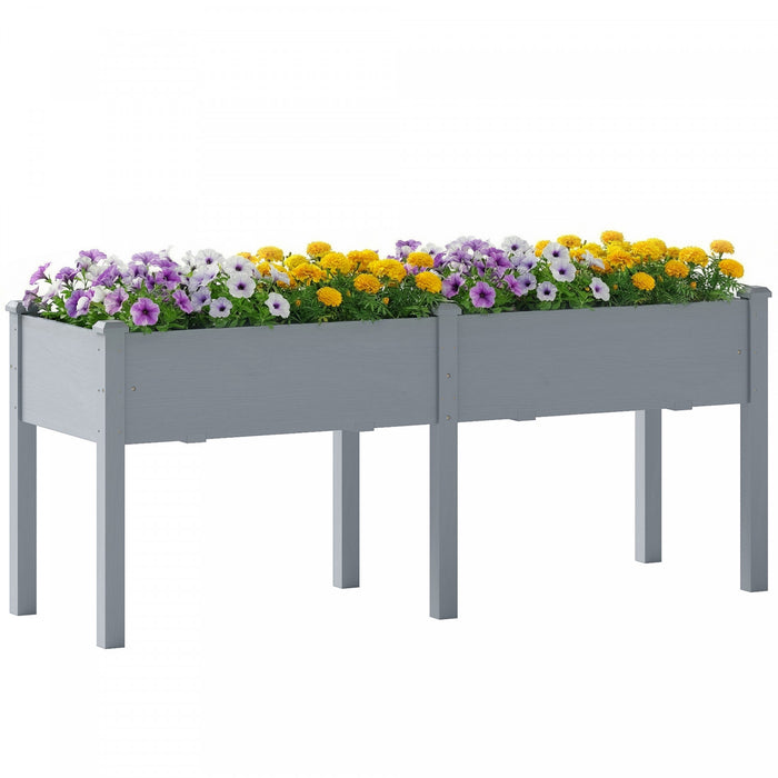 Outsunny 2-Tier Wooden Raised Garden Bed with Legs, 23.6\" x 9.8\" x 27.6\"