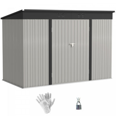 Outsunny 9' X 4' Galvanized Steel Storage Shed With Lockable Doors, Vents|Outsunny Remise De Rangement En Acier 9' X 4' Avec Portes Verrouillables
