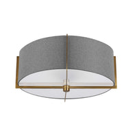 Dainolite Preston 3 Light Semi-flush Mount Aged Brass Grey Shade Lamp