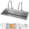 MultiSINK 45 in. Dual Mounted 3-Level Workstation Kitchen Sink, Faucets, Glass Rinser,Stainless Steel- J-WP30 Laundry Combo