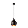 Dainolite Helsinki 1 Light Pendant Teardrop Large Matte Black Finish Gold Interior Lamp|Grand luminaire suspendu Helsinki de Dainolite en forme de goutte, avec intérieur doré, fini noir mat et 1 ampoule