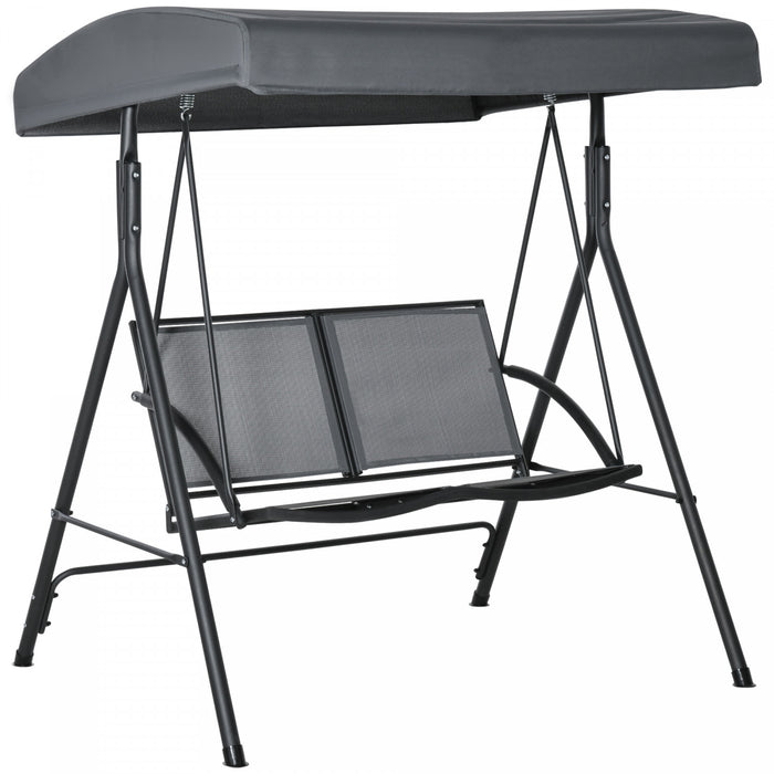 Outsunny 2-Seat Patio Swing Chair, Outdoor Porch Swing Glider, Dark Grey