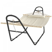 Outsunny Hammock with Stand, Detachable Pillow, 264 lbs Capacity, Cream