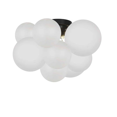 Dainolite Miles 3 Light Flush Mount Matte Black Frosted Glass Lamp|Plafonnier affleuré Miles de Dainolite en verre givré, avec fini noir mat et 3 ampoules