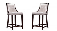 Fifth Avenue Traditional Wood Upholstered Counter Stool in Pearl White - Set of 2