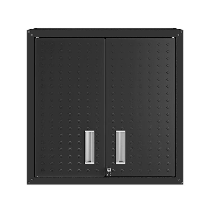 Fortress 30\" Floating Textured Metal Garage Cabinet with Adjustable Shelves - Charcoal Grey