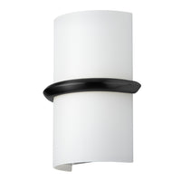 Dainolite Wallace Wall Sconce 14w Matte Black Opal White Glass Lamp