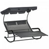 Outsunny Patio Outdoor Bed W/ Adjustable Canopy, Double Sun Lounger, Gray
