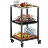 Outsunny Outdoor Grill Cart, Pizza Oven Stand with Stainless Steel Top, 3-Tier Rolling Kitchen Prep Station with Lockable Wheels, Black