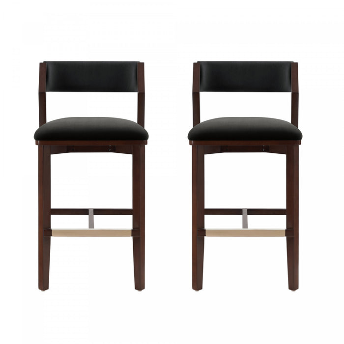 Patricia Modern Wood Upholstered Barstool in Black - Set of 2