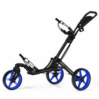 Goplus Folding Golf Push Cart W/scoreboard Adjustable Handle Swivel Wheel Blue