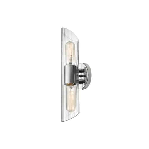 Dainolite Samantha 2 Light Vanity Light Short Polished Chrome Clear Fluted Glass Lamp