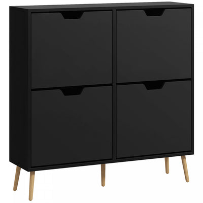 HOMCOM Shoe Cabinet with 4 Flip Drawers and Adjustable Shelves, Black