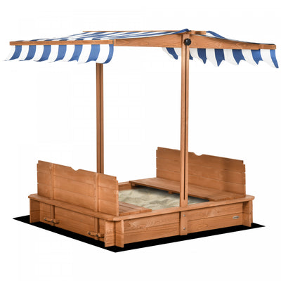 Kids Wooden Sandbox With Lid Outdoor Backyard Playset Children Sand Play Station W/adjustable Cover |Bac A Sable En Bois Pour Enfants Avec Couvercle, Station De Jeu De Sable D'exterieur Pour Enfants Av