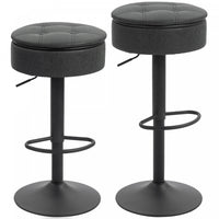 HOMCOM Bar Stools Set of 2, Swivel Barstools with Storage, Footrest, Black