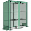 Outsunny Lean-to Mini Greenhouse With 3 Tier Shelves, Roll-up Doors, Green|Outsunny Mini Serre Adossee Avec Etageres A 3 Niveaux, Vert