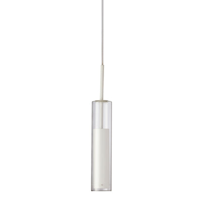 Dainolite Luna LED Pendant 6w White Finish Clear Glass Lamp|Luminaire suspendu Luna de Dainolite en verre transparent, avec fini blanc et ampoule à DEL de 6 W