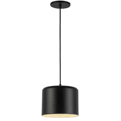 Dainolite Emilia 1 Light Pendant Matte Black Finish Matte Black/White Shade Lamp|Luminaire suspendu Emilia de Dainolite avec abat-jour noir mat et blanc, fini noir mat et 1 ampoule