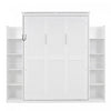 Aiden Murphy Bed with Shelves and LED Lights,Full Size,White Full Bed