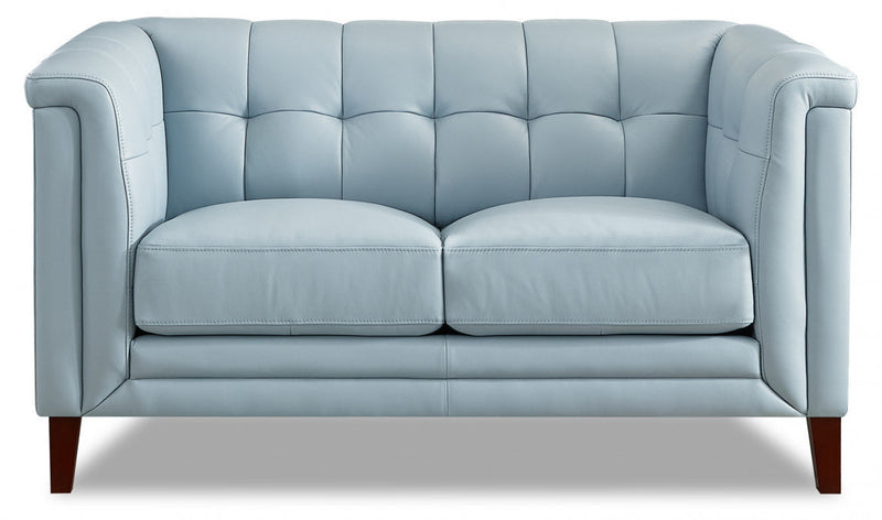 Hydeline Bodie Leather Loveseat - Spa Blue