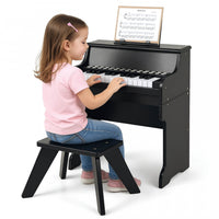 Costway 25 Keys Digital Piano with Music Stand Stool Lighted Keys Teaching Mode for 3+ Kids Black