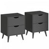 Modern Nightstand Set of 2, Bedside Table with 2 Drawers and Wood Legs