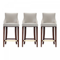 Shubert Modern Wood Upholstered Barstool in Light Gray - Set of 3