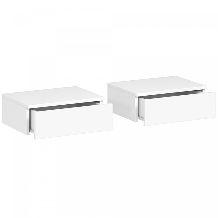 HOMCOM Floating Nightstands Set of 2, Bedside Tables, White