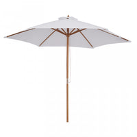 Outsunny ⌀9' X 8' H Patio Umbrella, Market Umbrella W/Hardwood Frame White