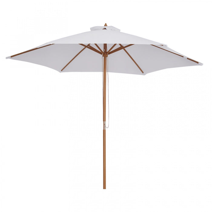 Outsunny ⌀9' X 8' H Patio Umbrella, Marketumbrella W/ Hardwood Frame White