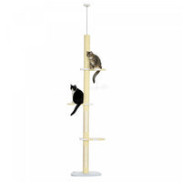 Pawhut Floor To Ceiling Cat Tree, 4-tier Cat Tower For Large Cats With Adjustable Height 87