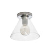 Dainolite Roswell 1 Light Flush Mount Large Satin Chrome Clear Glass Lamp|Grand plafonnier affleuré Roswell de Dainolite en verre transparent, avec fini chromé satiné et 1 ampoule