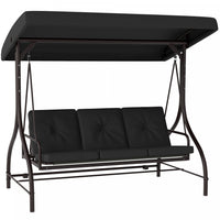 Outsunny 3 Seater Patio Swing Chair with Canopy Convertible Porch Swing Bed