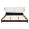 Ava Teddy Fleece Platform Bed with Wingback Headboard and Faux Upholstered, King Size, White King Bed  | Le lit plateforme Ava en polaire Teddy avec tete de lit a oreilles et revetement en simili cuir, taille King, couleur blanche