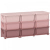 Qaba Kids Toy Storage Organizer With 9 Plastic Bins, 3 Tier Drawer Chest Utility For Kids Bedroom Nursery Kindergarten Living Room For Boys Girls Toddlers, Pink