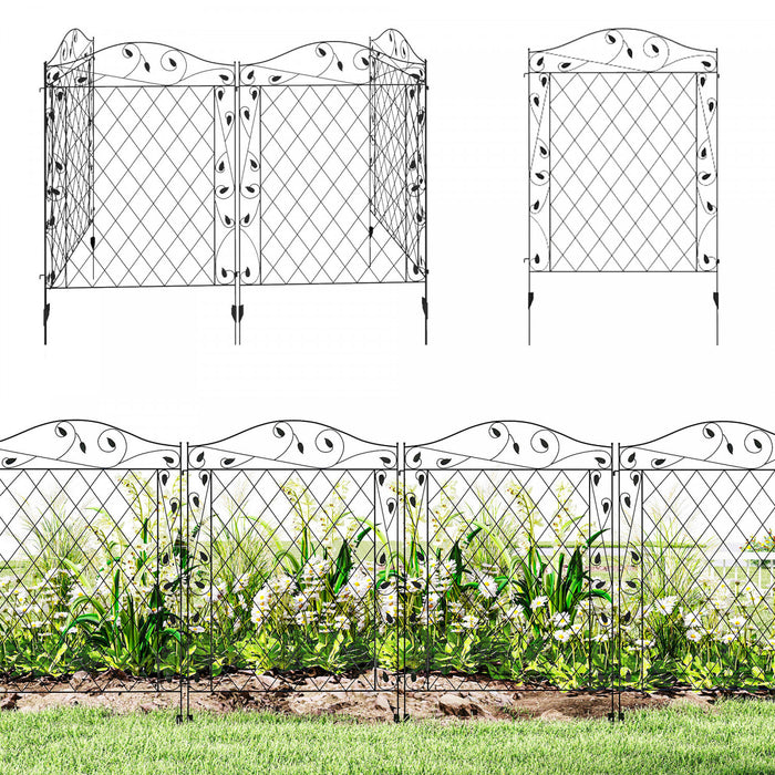 Outsunny 11.5' Decor Garden Fence for Border Edging, 4 Pack, Wavey Vines