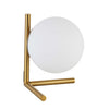 Dainolite Folgar 1 Light Table Lamp Aged Brass Finish Opal White Glass|Lampe de table Folgar de Dainolite en verre blanc opale, avec fini laiton vieilli et 1 ampoule