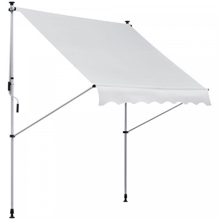 Outsunny 6.6'x5' Manual Retractable Patio Awning Window Door Sun Shade Deck Canopy Shelter Water Resistant Uv Protector White