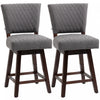 HOMCOM Swivel Bar Stools Set of 2 with Rubber Wood Legs and Footrests