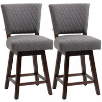 HOMCOM Swivel Bar Stools Set of 2 with Rubber Wood Legs and Footrests