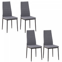 HOMCOM Dining Chairs Set of 4, Linen Fabric Upholstered Accent Chairs, Grey