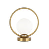 Dainolite Adrienna 1 Light Table Lamp Aged Brass Finish White Opal Glass|Lampe de table Adrienna de Dainolite en verre blanc opale, avec fini laiton vieilli et 1 ampoule