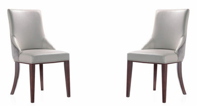 Manhattan Comfort Set of 2 Shubert Modern Faux Leather & Velvet Dining Chairs - Light Grey|Ensemble 2 chaises de salle à manger modernes Shubert de Manhattan Comfort en similicuir et velours - gris clair