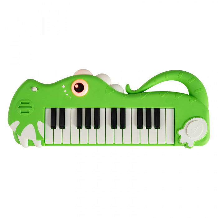 Costway 25-Key Kids Piano Keyboard Dinosaur Shape Toy Digital Piano with Built-in Music & Light Green