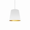 Dainolite Oversized Drum 1 Light Pendant Medium White/Gold Shade Lamp|Luminaire suspendu moyen de Dainolite avec très grand abat-jour cylindrique blanc et doré, et 1 ampoule