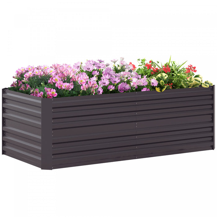 Outsunny Raised Garden Bed, 71\" X 35\" X 23\" Galvanized Steel Planters For Outdoor Plants With Multi-reinforced Rods For Vegetables, Flowers And Herbs, Dark Grey